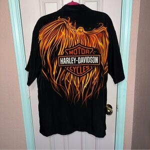 Harley Davidson Flame Button-up Short Sleeve Large